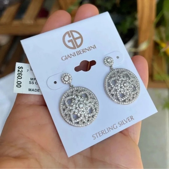 Giani Bernini Antique Mandala 925 Sterling Silver Diamond Crystal Earrings - Picture 2 of 5